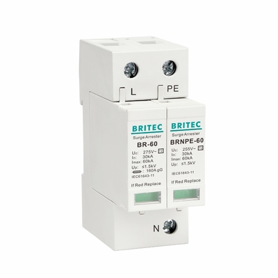 BR275-60 3P SPD 60kA CE TUV ประเภท 2 อุปกรณ์ป้องกันการกระจายไฟฟ้า 275v ป้องกันการกระจายไฟฟ้า