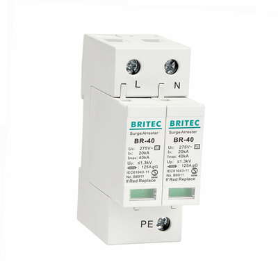 BR-40 4P 40kA เครื่องป้องกันการหยุดกระแสไฟฟ้าระยะ 3 เครื่องป้องกันฟ้าคะนองระยะ spd tuv เครื่องป้องกันกระแสไฟฟ้าระดับ 2