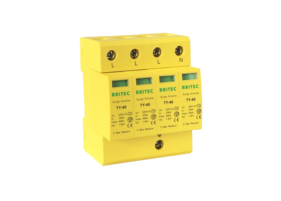 4P 40KA AC ป้องกันสายฟ้า 3 ขั้นตอน ป้องกันแรงกระแทกการกักตัว ชั้น C IP20