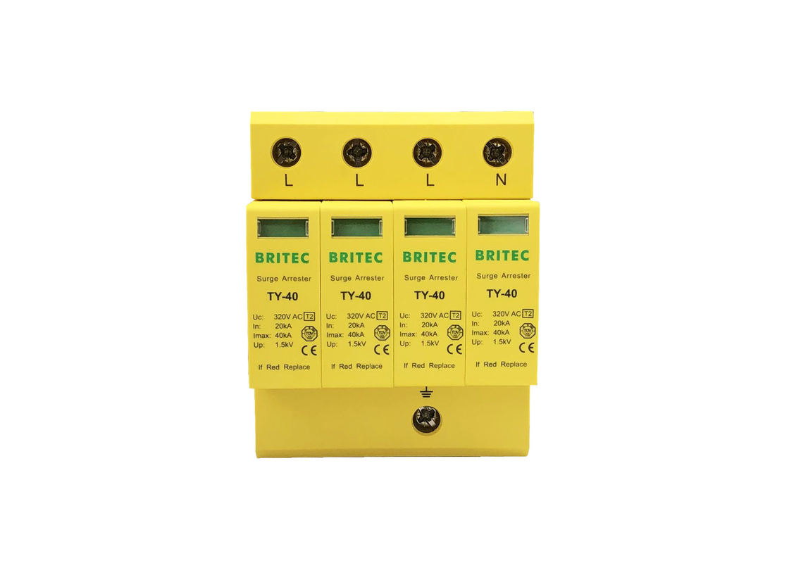 4P 40KA AC ป้องกันสายฟ้า 3 ขั้นตอน ป้องกันแรงกระแทกการกักตัว ชั้น C IP20