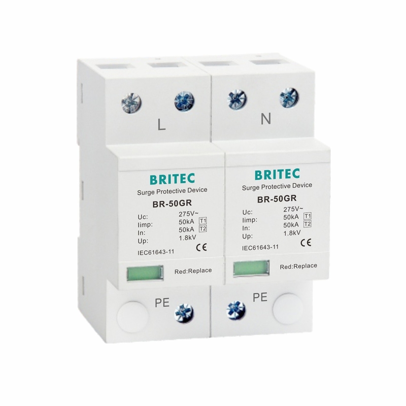 ระดับชั้น I เครื่องกักความแรง 10/350μs 50KA เซ้งล์เฟส 150V / 275V / 320V