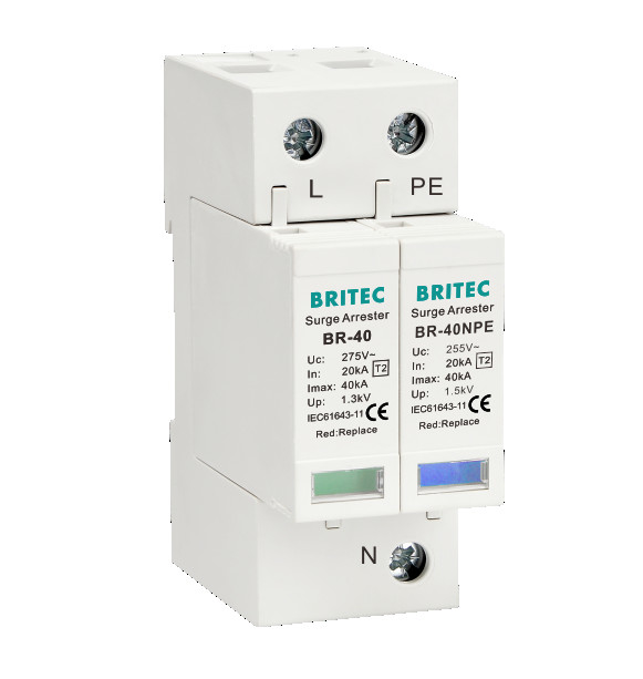 BR-40 1P+1 AC SPD Type 2 อุปกรณ์ป้องกันไฟกระชาก 40kA Single Phase spd