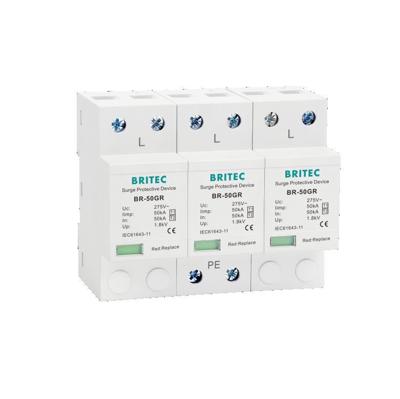 BRITEC BR-50GR 275 3P Spd Ac ประเภท 1 อุปกรณ์ป้องกันการกระจายไฟ 4P ป้องกันสายฟ้า