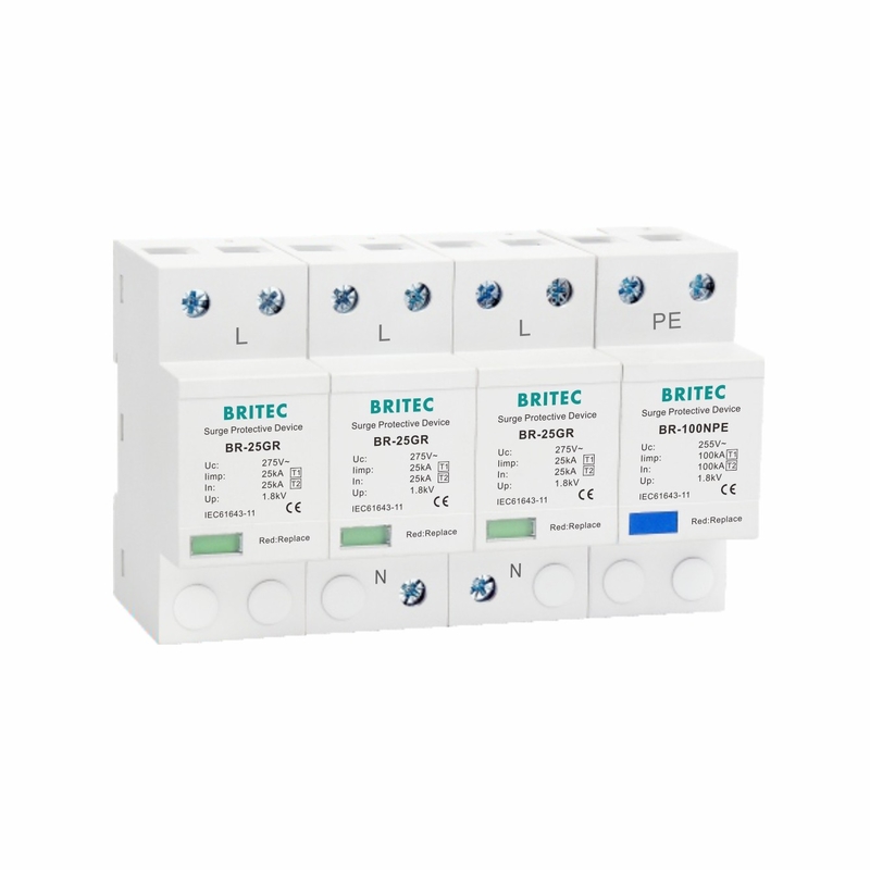25KA 3P+NPE T1 เครื่องป้องกันการกระตุ้นระดับชั้น I ประเภท 1 SPD พลังงานสูง