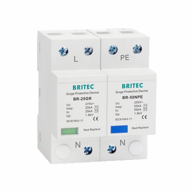 25kA ระบบป้องกันการกระชับไฟฟ้าชนิด 1 275V T1 10/350us ระบบป้องกันการกระชับไฟฟ้า