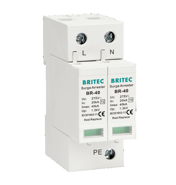 BR-40 2P อุปกรณ์ป้องกันการกระชับกระชับชั้น II Spd 275v ป้องกันการกระชับกระชับกระชับกระชับกระชับกระชับ