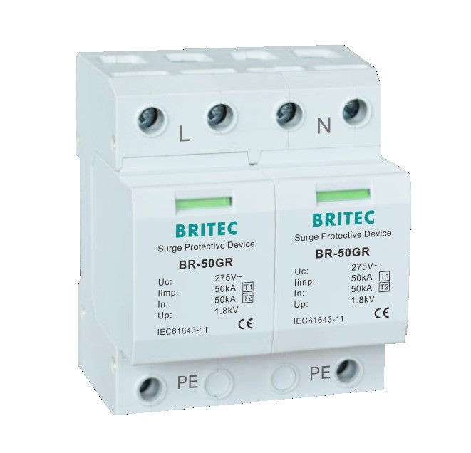 BR-50GR 2P 50kA อุปกรณ์ป้องกันไฟกระชาก Class 1 Type1 AC Surge Suppressor spd