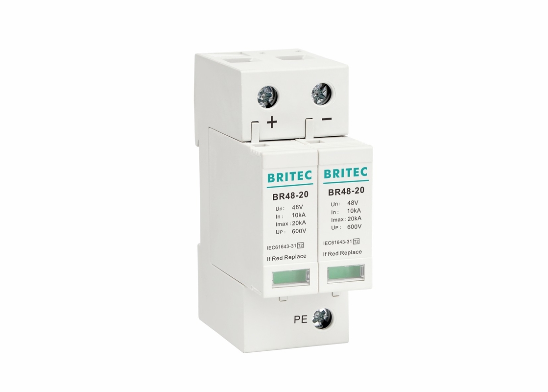 อุปกรณ์ป้องกันไฟกระชาก DC 20 KA Class II DIN Rail 48V SPD พร้อมใบรับรอง CE
