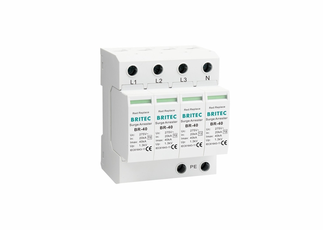 UL94-V0 35mm Din Rail 40ka ประเภท 2 ป้องกันสายฟ้า