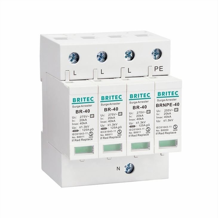 BR-40 3+1 T2 Type 2 อุปกรณ์ป้องกันไฟกระชาก อุปกรณ์ป้องกันฟ้าผ่า อุปกรณ์ป้องกันไฟกระชาก SPD