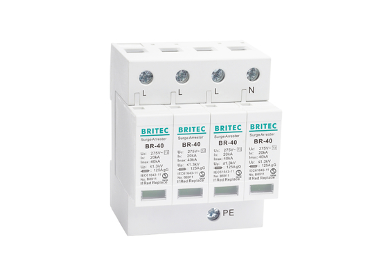 40kA สามเฟส AC SPD ผู้ผลิตไฟฟ้า Plastic Thunder Arrester