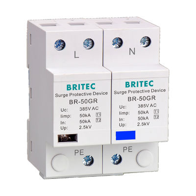 BR-50GR 385 1P 50kA Ac Din Rail Type 1 อุปกรณ์ป้องกันไฟกระชาก surge Arrester SPD spd t1 t2 ac