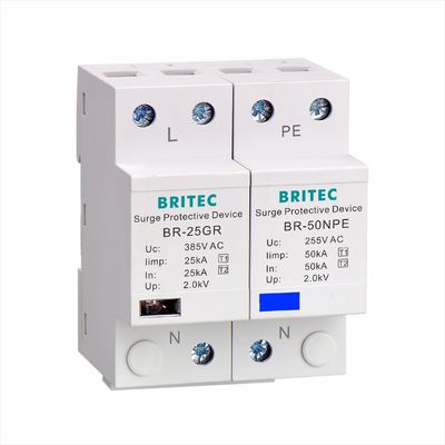 BRITEC BR-50GR 275 2P Spd 50kA Type 1 อุปกรณ์ป้องกันไฟกระชาก Ac Din Rail Surge Arrester อุปกรณ์ป้องกันไฟกระชาก