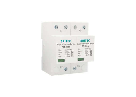25kA 275V Din Rail Surge Arrester SPD Single Phase Surge Protector พร้อมเทคโนโลยี MOV