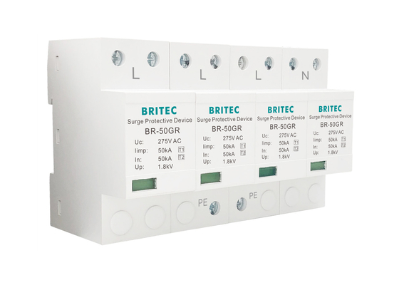 Thermoplastic Spd Surge Protector IP20 4 Pole Lightning Arrester อุปกรณ์ป้องกันการกระชับกระชับ