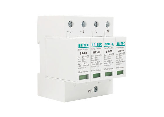 60kA AC275V DIN Rail Mount Surge Lightning Arrestor SPD สําหรับการป้องกันพลังงานไฟฟ้า