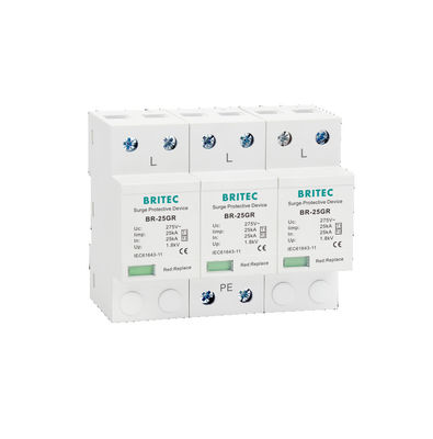 BR-25GR 1+1 Spd 25kA Type 1 อุปกรณ์ป้องกันไฟกระชาก Surge Arrester AC 275V ระบบป้องกันฟ้าผ่า