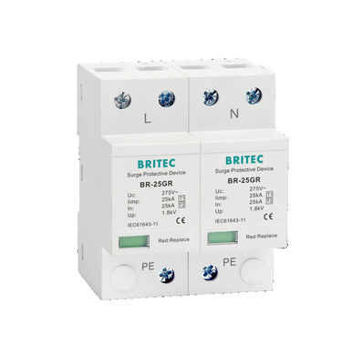 BR-25GR 1+1 Spd 25kA Type 1 อุปกรณ์ป้องกันไฟกระชาก Surge Arrester AC 275V ระบบป้องกันฟ้าผ่า