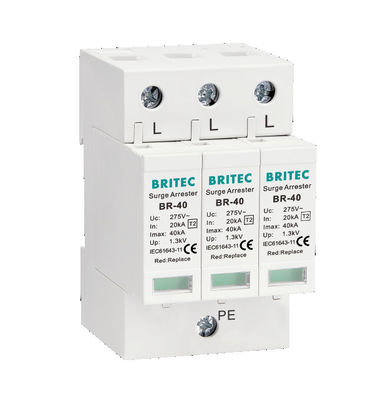 BR-40 2P 40kA Type 2 อุปกรณ์ป้องกันไฟกระชาก Lightning Arrestor Single Phase spd tuv surge protector