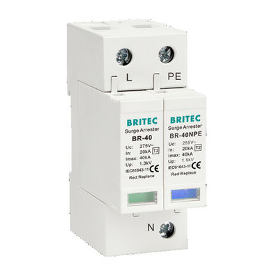 BR-40 4P 20kA - 200kA เครื่องป้องกันกระแสไฟฟ้า ระบบป้องกันกระแสไฟฟ้า จับกระแสไฟฟ้า Spd Thunder Lightning 275v เครื่องป้องกันกระแสไฟฟ้า