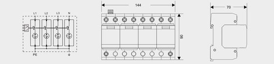 BR-25GR 4P SPD อุปกรณ์ป้องกันฟ้าผ่าไฟกระชากราง DIN 35 Mm ac spd
