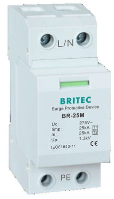 BR-25M 3P+1NPE 25kA T1+T2 Varistor Surge arrester B+C โลเวตติกต่ํา 3 ขั้นตอน AC Spd Lightning Protector
