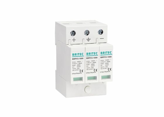 ประเภท 2 1000V 40ka Pv Surge Arrester SPD พร้อมใบรับรอง TUV IEC61643-31