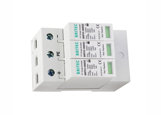 IP20 PV Surge Arrester ไม่มีกระแสรั่วไหล -40 ถึง 80 ° C CE ได้รับการอนุมัติ