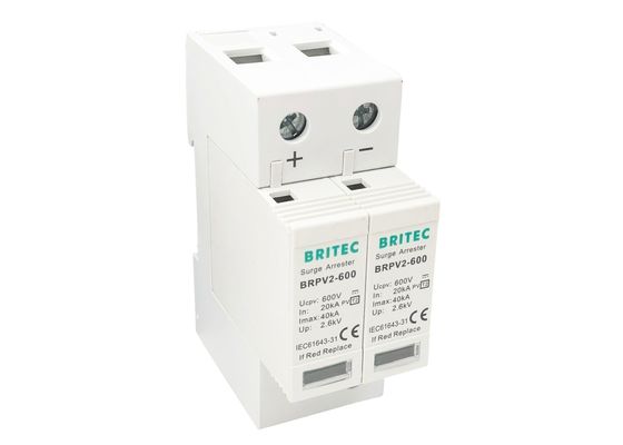 Pluggable 2 Pole 600V อุปกรณ์ป้องกันไฟกระชากพลังงานแสงอาทิตย์สำหรับ Solar Inverter