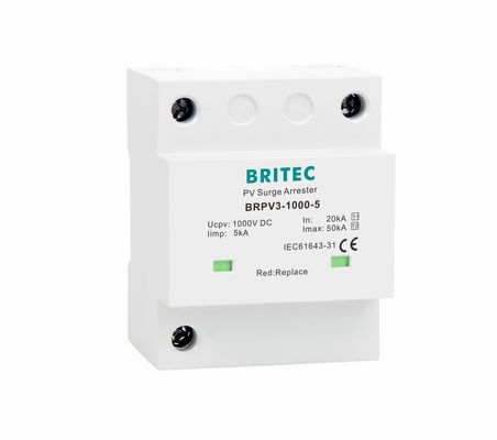 BRPV3-1000-5 T1 50kA DC 1000V 5kA ประเภท 1+2 ป้องกันกระแสไฟฟ้า PV ป้องกันกระแสไฟฟ้า