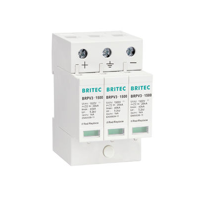 BRPV3-1000-5 T1 50kA DC 1000V 5kA ประเภท 1+2 ป้องกันกระแสไฟฟ้า PV ป้องกันกระแสไฟฟ้า