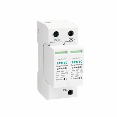 BR-40 24 ชนิด 2 PV Surge Arrester 36V การป้องกันและการรับประกัน 5 ปี ระบบโซลาร์เซลล์ ชนิด 2 dc spd