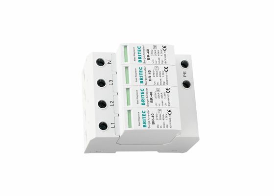 4P SPD ประเภท II 40ka AC Surge Protector 150V/275V/320V//385V/440V ป้องกันสายฟ้า