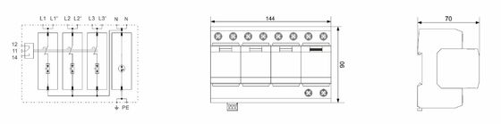 IP20 Thermoplastic 50kA T1 Class B เครื่องป้องกันการกระจายไฟฟ้า