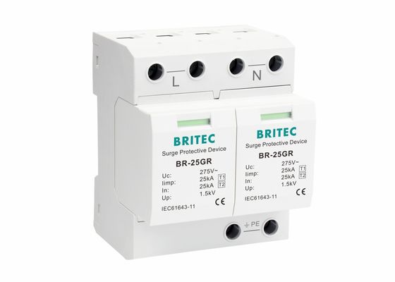 25kA Single Phase IP20 Type 1 อุปกรณ์ป้องกันการกระจายไฟ
