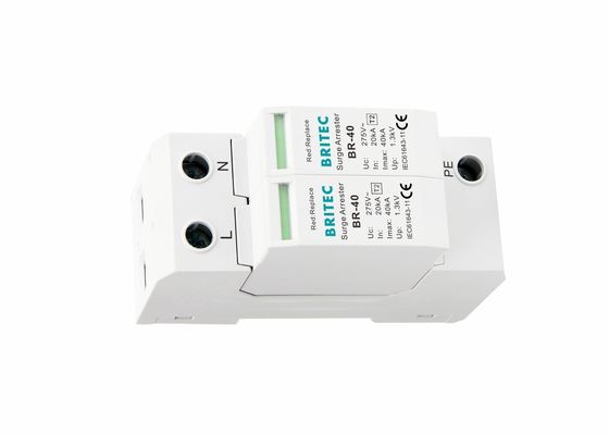 40kA โมดูลารีสเตอร์เซอร์จ์เรสเตอร์ 320V 2P ระบบป้องกันเซอร์จ์ชนิด 2