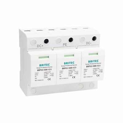 อุปกรณ์ป้องกันไฟกระชาก DC BRPV3-1000-6.25 1000V 40kA PV Solar SPD อุปกรณ์ป้องกันไฟกระชากโซลาร์เซลล์ ป้องกันแรงดันเกิน อุปกรณ์ป้องกันไฟกระชาก DC อุปกรณ์ป้องกันไฟกระชาก PV ชนิด 1+2 dc spd t1 t2