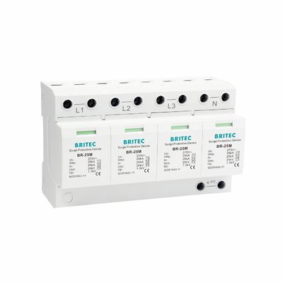 อุปกรณ์ป้องกันไฟกระชาก BRITEC BR-25M ชนิด 3+1 แบบ Type 1 พร้อมโมดูลปลั๊กอิน 25kA Iimp อุปกรณ์ป้องกันไฟกระชาก Type 1
