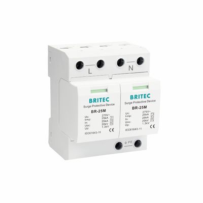 อุปกรณ์ป้องกันไฟกระชาก BRITEC BR-25M ชนิด 3+1 แบบ Type 1 พร้อมโมดูลปลั๊กอิน 25kA Iimp อุปกรณ์ป้องกันไฟกระชาก Type 1