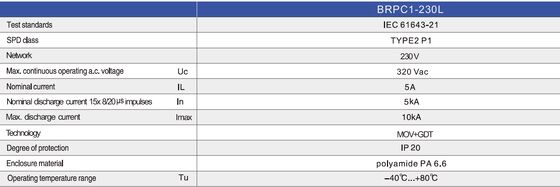BRPC1-230L 10kA อุปกรณ์ป้องกันไฟกระชากสำหรับระบบไฟ LED อุปกรณ์ป้องกันไฟกระชาก AC สำหรับระบบไฟ LED การป้องกันไฟ LED