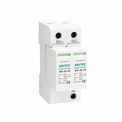 BR-40 24 กล้อง dc spd เครื่องป้องกันการกระจายไฟฟ้า การป้องกันการกระจายไฟฟ้า การติดดิน Dc Spd ระบบเฝ้าระวังความปลอดภัยประเภท 2 DC Power Surge Protector