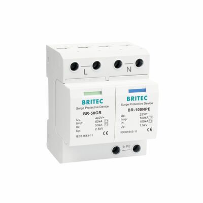 BR-50GR 3+1 OEM ODM ช่องว่างจุดไฟ 50ka อุปกรณ์ป้องกันความแรงกระชับต่ํา ระดับไฟฟ้าชั้น 1 อุปกรณ์ป้องกันความแรงกระชับต่ํา ประเภท 1 spd อุปกรณ์ป้องกันความแรงกระชับต่ํา ประเภท 1 SPD เครือข่ายกระจายไฟฟ้า LV