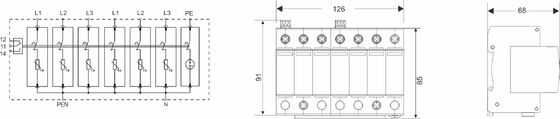 25kA DIN Rail Mount Surge Protector กับ UL94-V0 Thermoplastic Housing สําหรับการป้องกันการกระชับแรงอย่างแข็งแรง