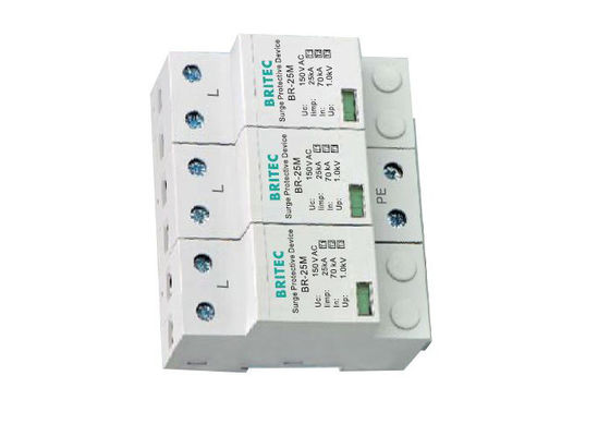Din Rail 35mm 25KA 3P 150V Power Surge Protection Device Lightning Surge Protector