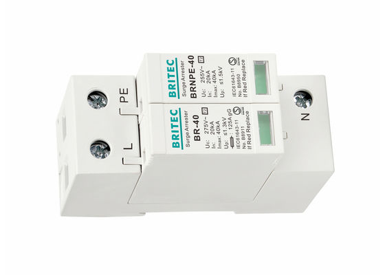 อุปกรณ์ป้องกันไฟกระชาก IEC 61643-11 Type 2 พร้อมระบบป้องกันฟ้าผ่า 40kA 1P+NPE และการติดตั้งบนราง DIN