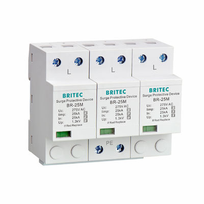 BR-25M 4P 25kA Surge Arrester ประเภท 1 Thunder Arrester SPD ชั้น 1 pluggable Surge Arrester ประเทศจีน