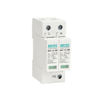 BRITEC BR-12.5M 2P 12.5kA อุปกรณ์ป้องกันฟ้าผ่า Spd เฟสเดียวอุปกรณ์ป้องกันไฟกระชาก