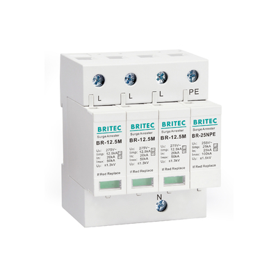 BRITEC BR-12.5M 3P+1 อุปกรณ์ป้องกันไฟกระชาก 275v อุปกรณ์ป้องกันฟ้าผ่า Class I+II Spd