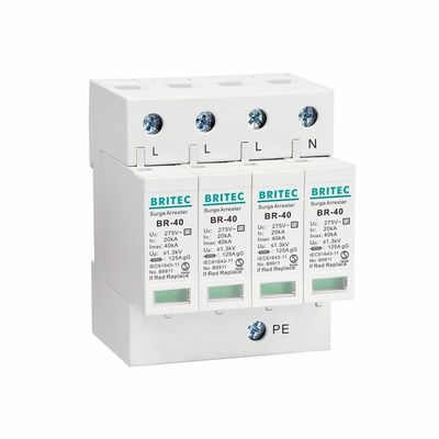 อุปกรณ์ป้องกันไฟกระชาก BR-40 3P Type 2 SPD T2 อุปกรณ์ป้องกันฟ้าผ่า 275v อุปกรณ์ป้องกันฟ้าผ่า
