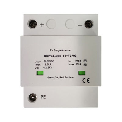 1000V DC 12.5kA อุปกรณ์ป้องกันฟ้าผ่าชนิด 1+2 สำหรับโซลาร์เซลล์ อุปกรณ์ป้องกันไฟกระชาก DC SPD ชนิด 1